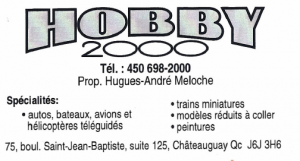Carte d'affaire du commerce hobby 2000.
