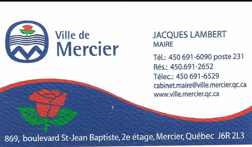 Carte d'affaire de la ville de Mercier.