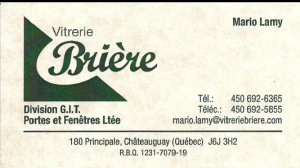 Carte d'affaire de la vitrerie Brière.