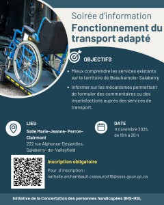 soir-transportsalaberry-beauharnois Soirée d'information pour connaître les services de transport adapté sur le territoire Beauharnois-Salaberry et comment communiquer besoins et insatisfactions
